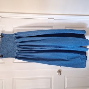 Wide leg denim jumpsuit